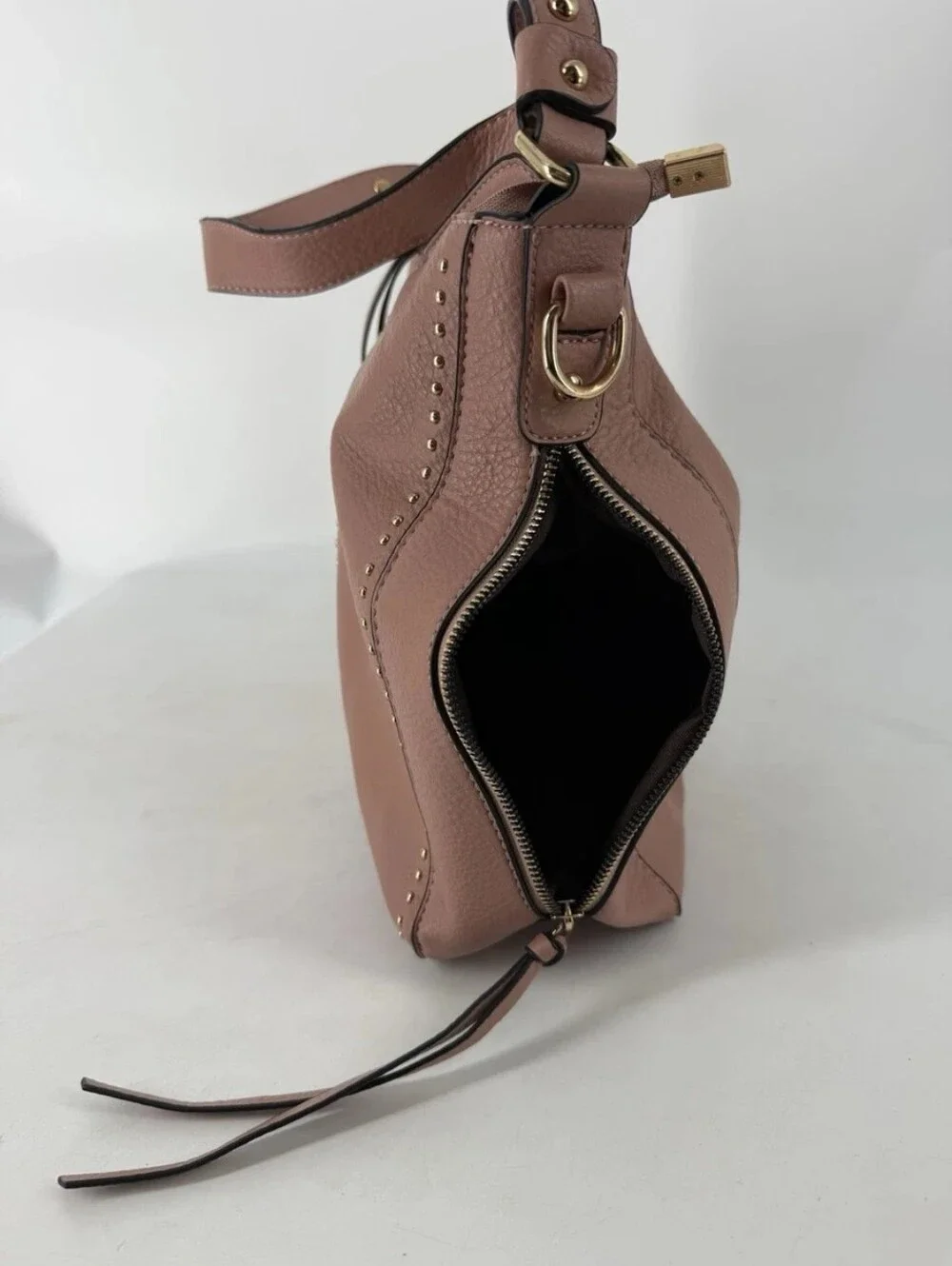 Montana West Concealed Carry Purse Dusty Pink Gold-Studded Faux Leather Hobo Bag
